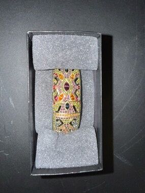 Heidi Daus Gold-Tone Multicolor Crystal Cuff Bracelet